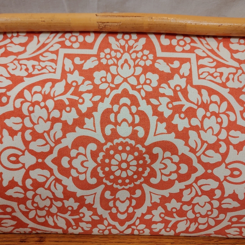 Donna Dixon "Cynthia" Vibrant Orange & White Bamboo Trim Clutch Magnetic Closure